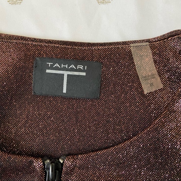 Tahari Bronze Shine Crop Zip Up Blazer Jacket - Picture 4 of 13